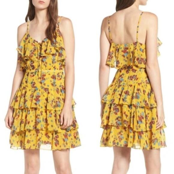 NWT Rebecca Minkoff Marla Tiered Ruffle Floral Print Mini Dress Women's Sz Small - Picture 1 of 12